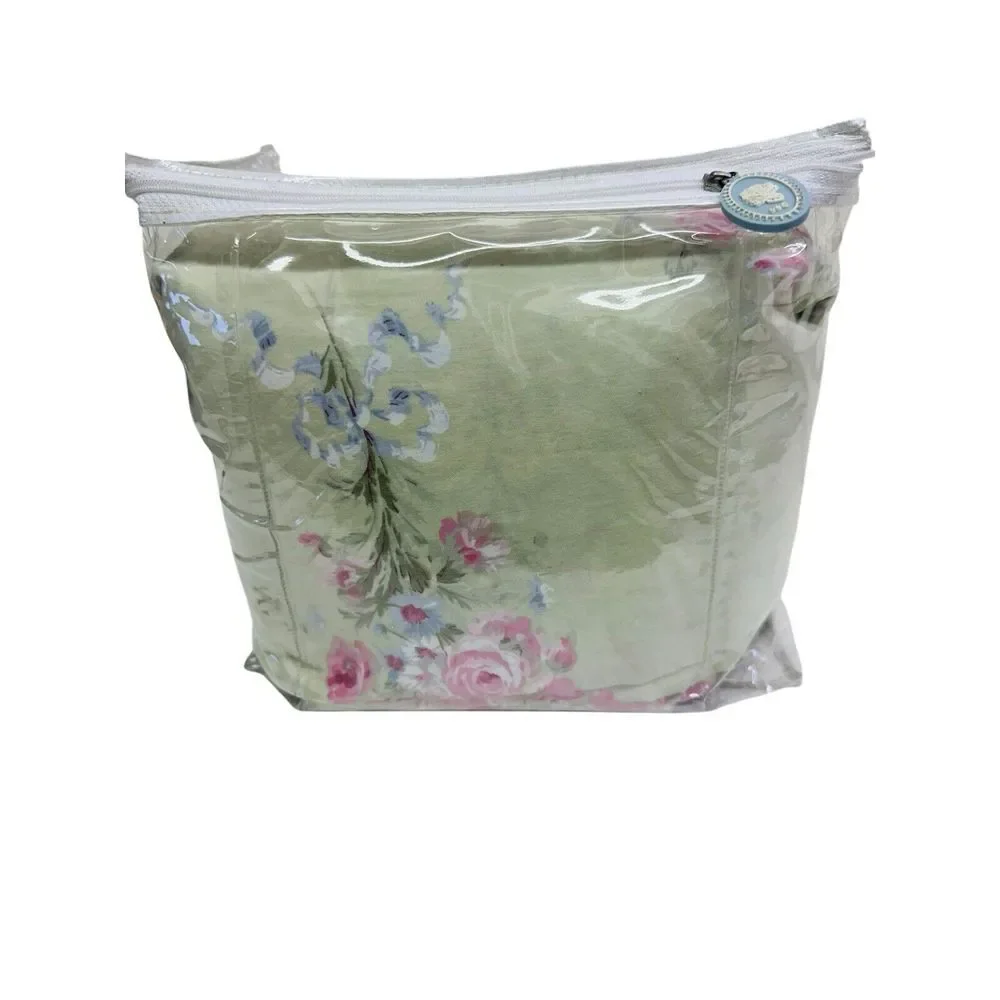 Simply Shabby Chic Blush Beauty Green Bouquet Rose Ruffle Duvet Set Full/Queen‎